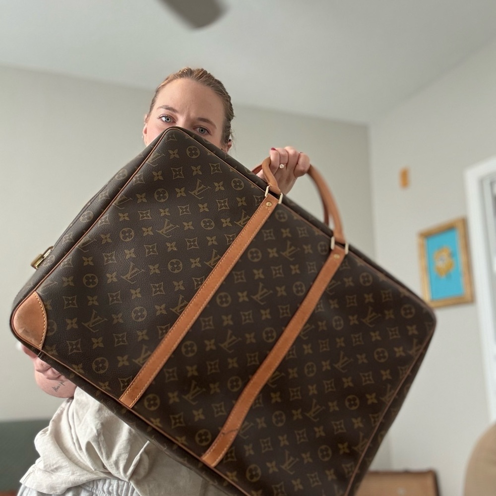 🎊 Authentic Vintage Louis Vuitton Luggage Brown Monogram Garmet Large Canvas - Picture 2 of 15